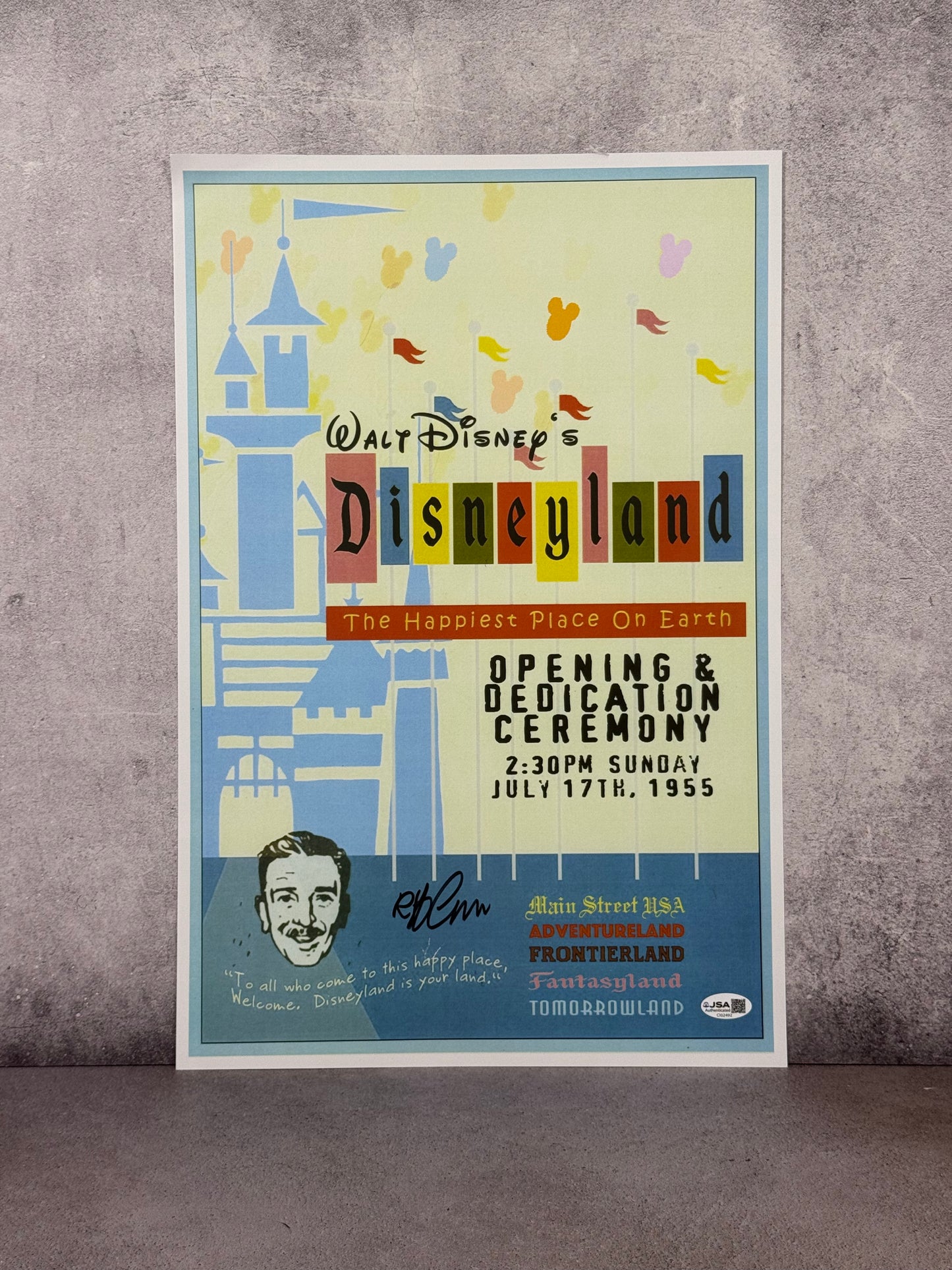 Poster Disneyland Firmado por Bob Gurr (Daño) – JSA