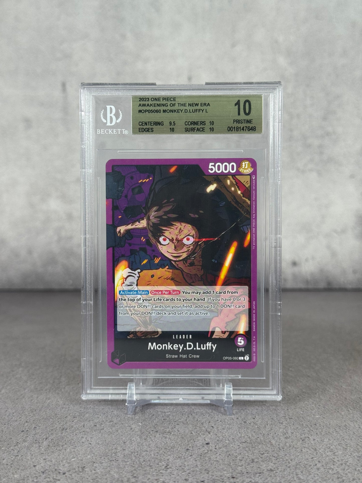 One Piece Monkey D. Luffy Awakening of the New Era 2023 – BAS 10 Pristine