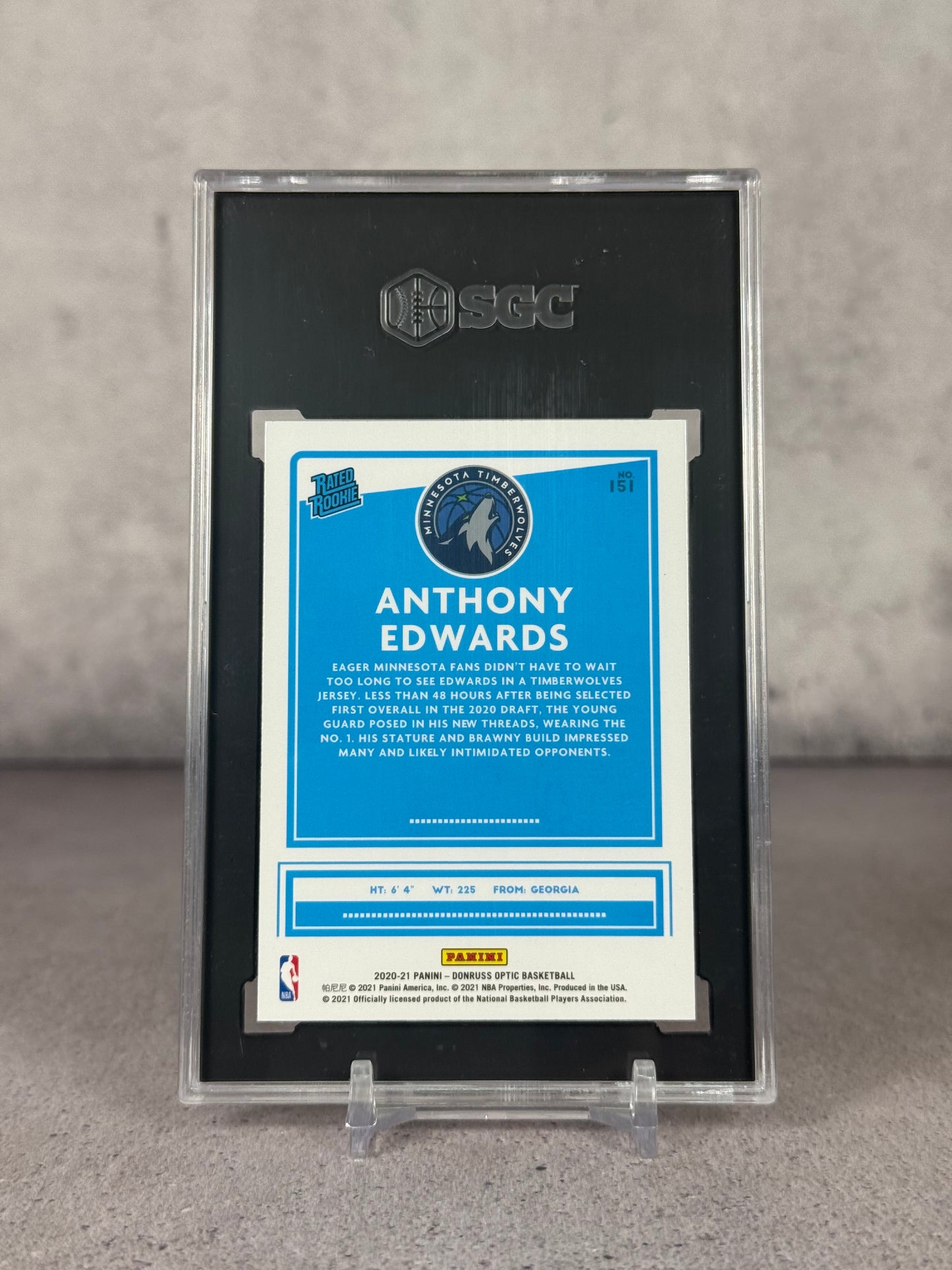 Anthony Edwards Rated Rookie Donruss Optic 2020–21 – SGC 10