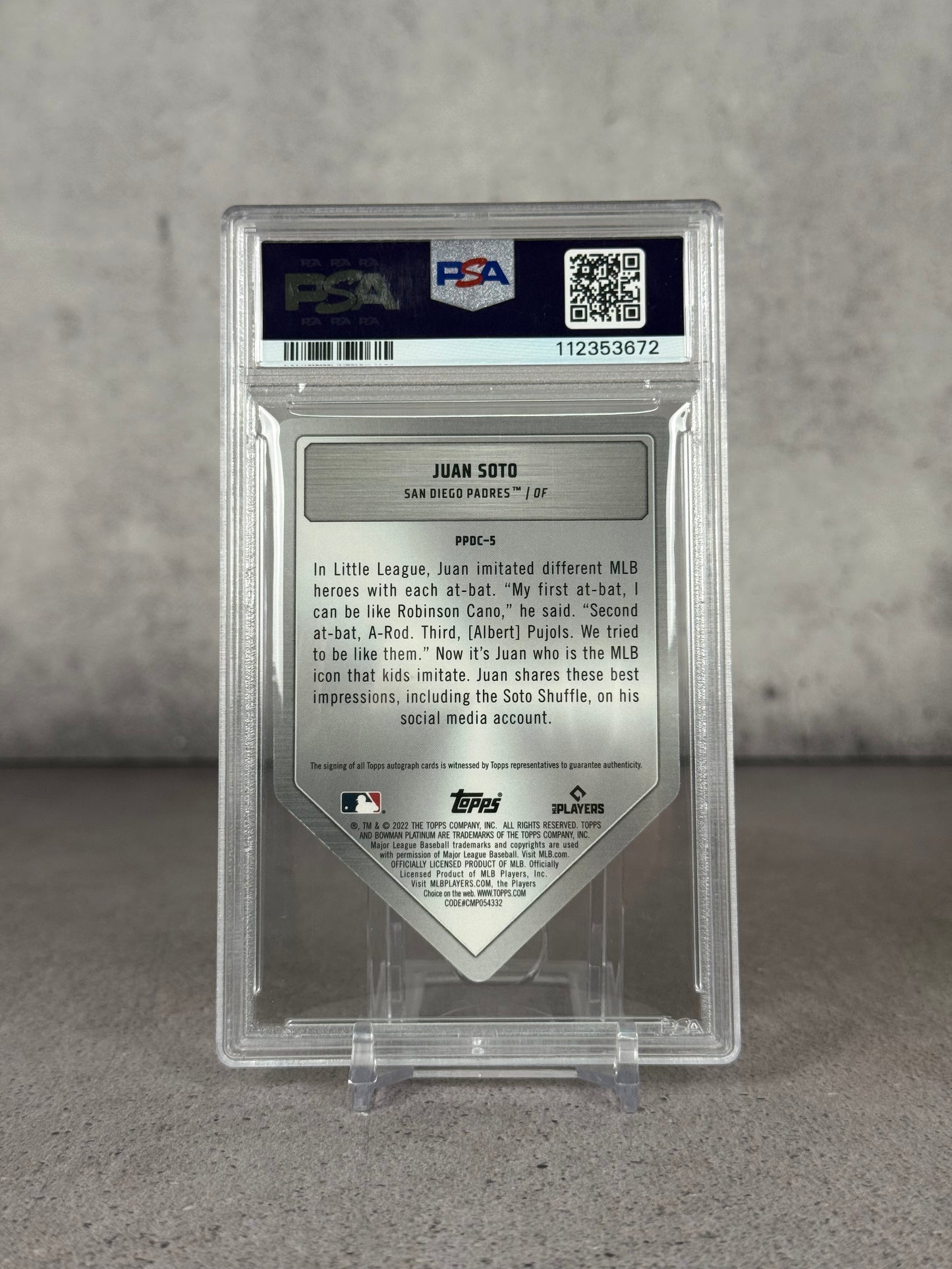 Juan Soto Auto Bowman Platinum 2022 – PSA 9