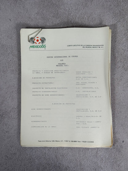 Boleto de Prensa México 86 + Carpeta Oficial Comité Organizador Mundial 1986