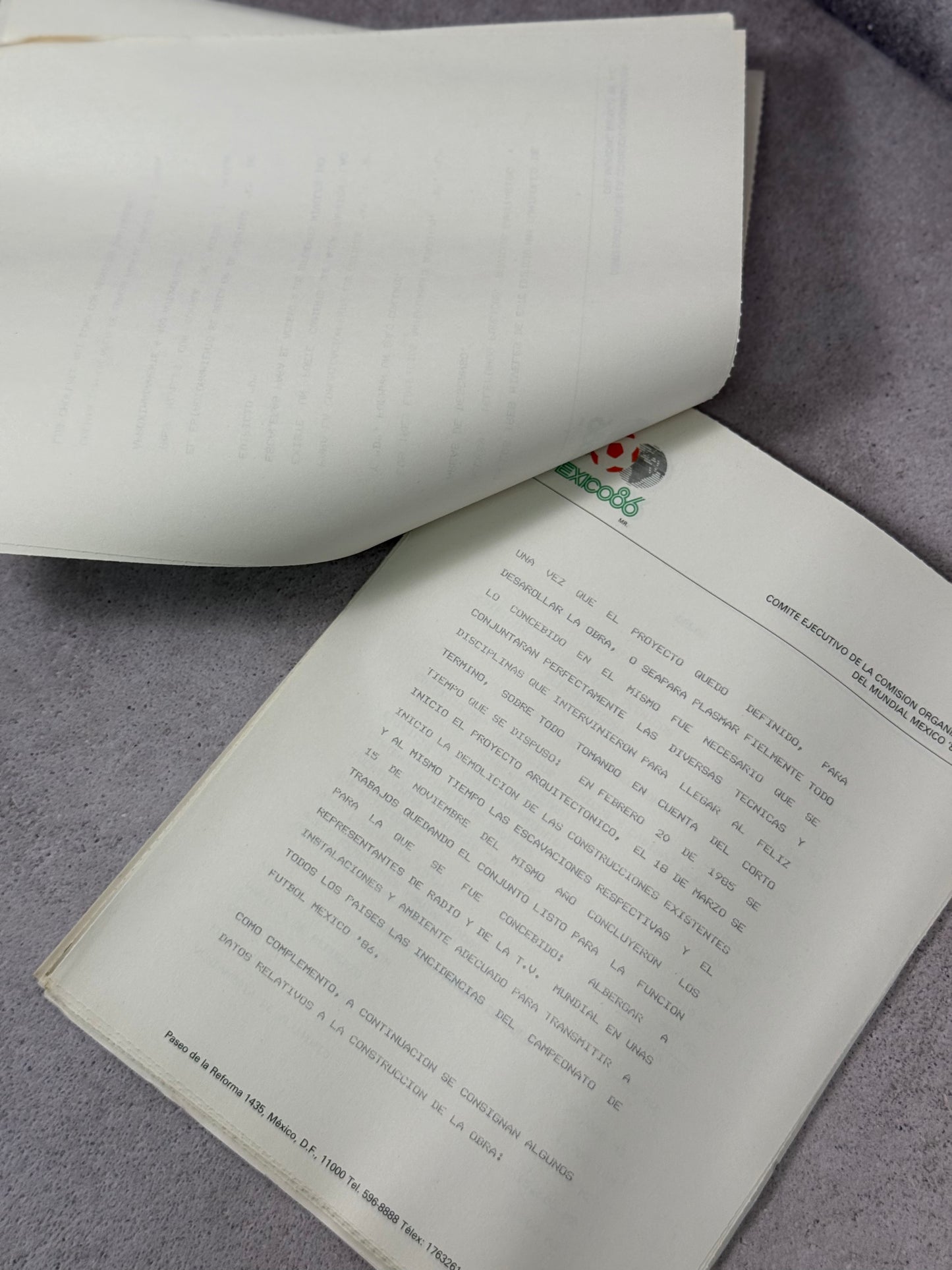 Boleto de Prensa México 86 + Carpeta Oficial Comité Organizador Mundial 1986