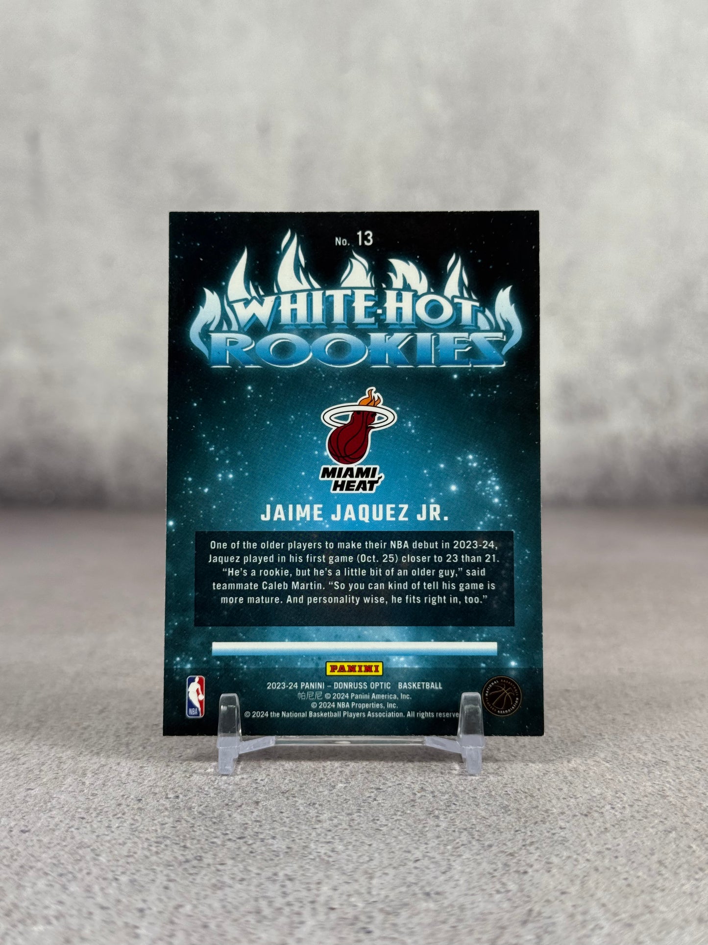 Tarjeta Donruss Optic 2024 Jaime Jaquez Jr White Hot Rookies