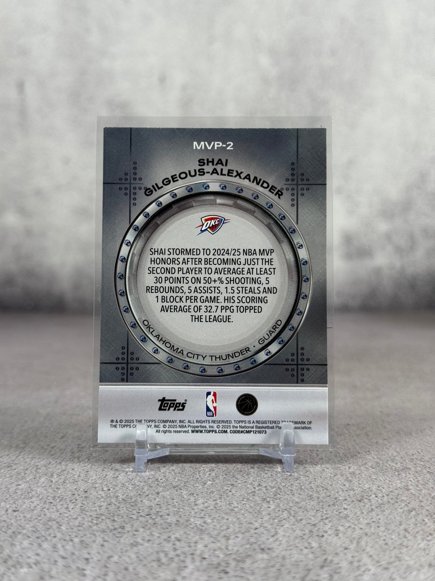 Tarjeta Topps Shai Gilgeous-Alexander MVP NBA