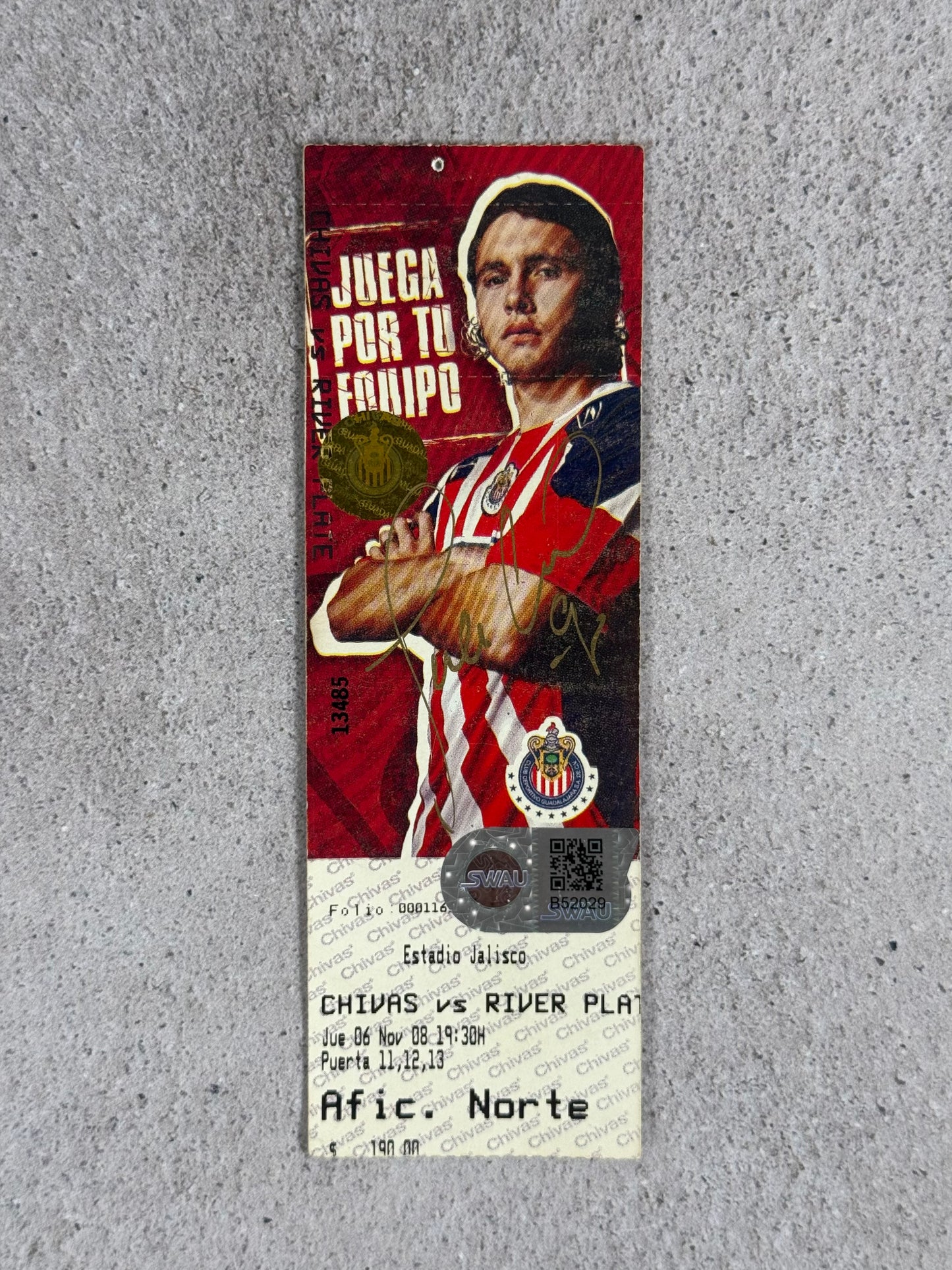 Boleto Chivas vs River Plate Copa Sudamericana 2008 Firmado por Omar Arellano | SWAU