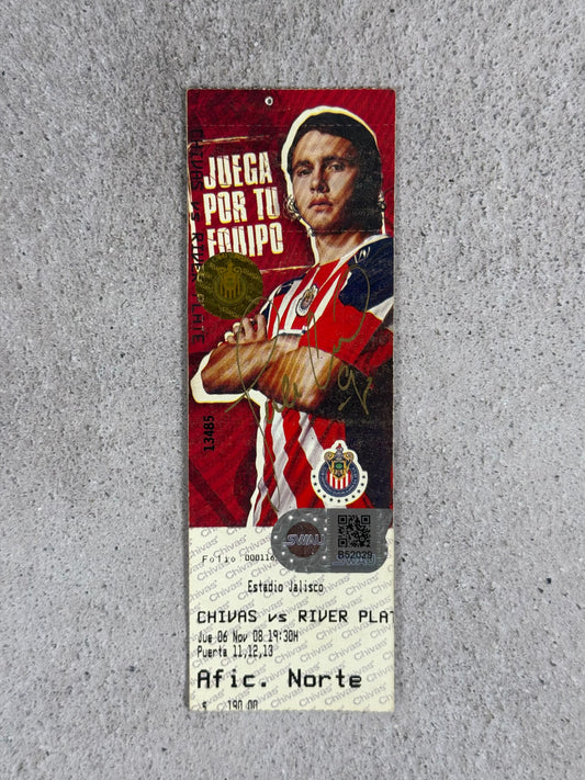 Boleto Chivas vs River Plate Copa Sudamericana 2008 Firmado por Omar Arellano | SWAU
