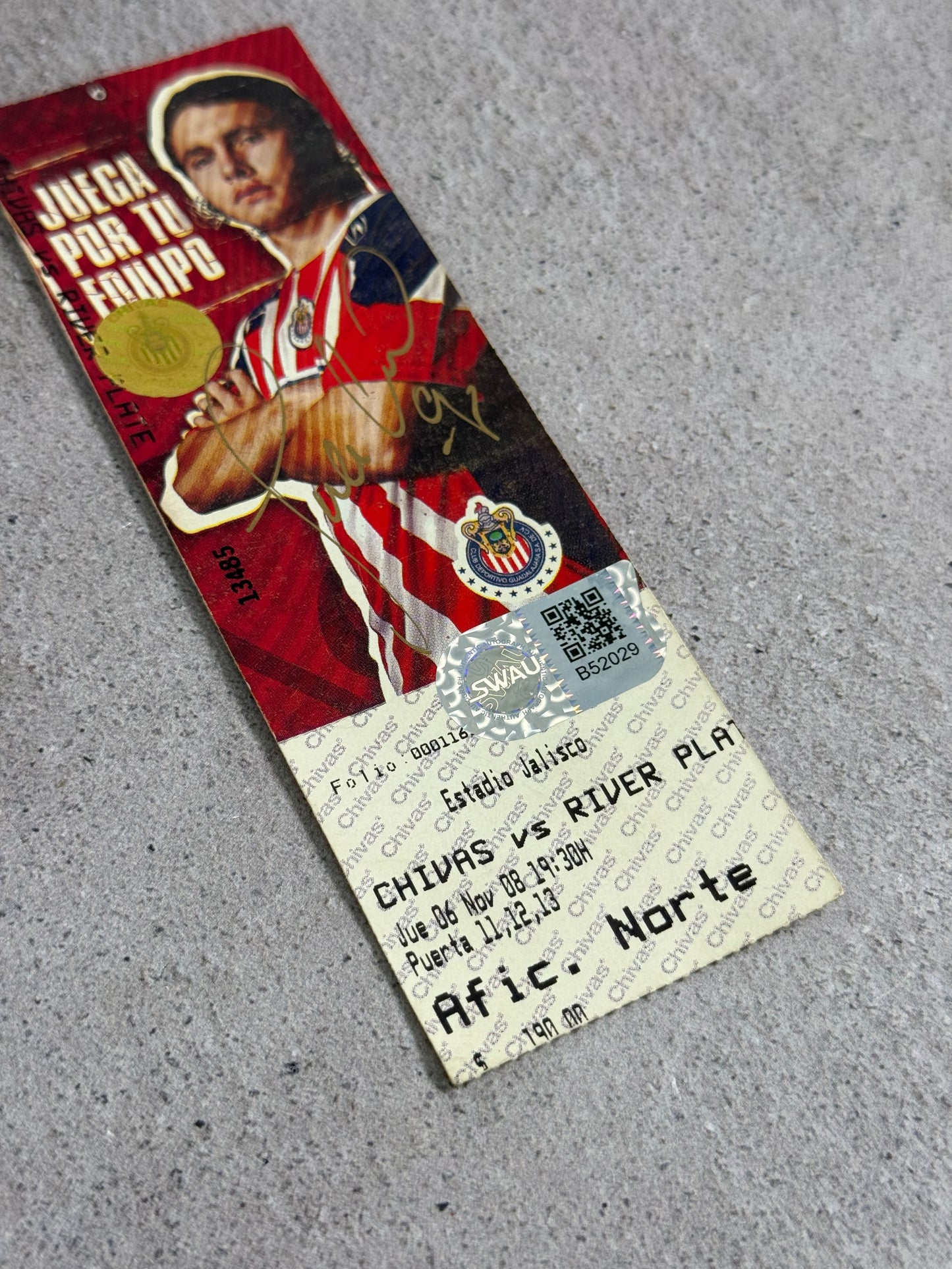 Boleto Chivas vs River Plate Copa Sudamericana 2008 Firmado por Omar Arellano | SWAU