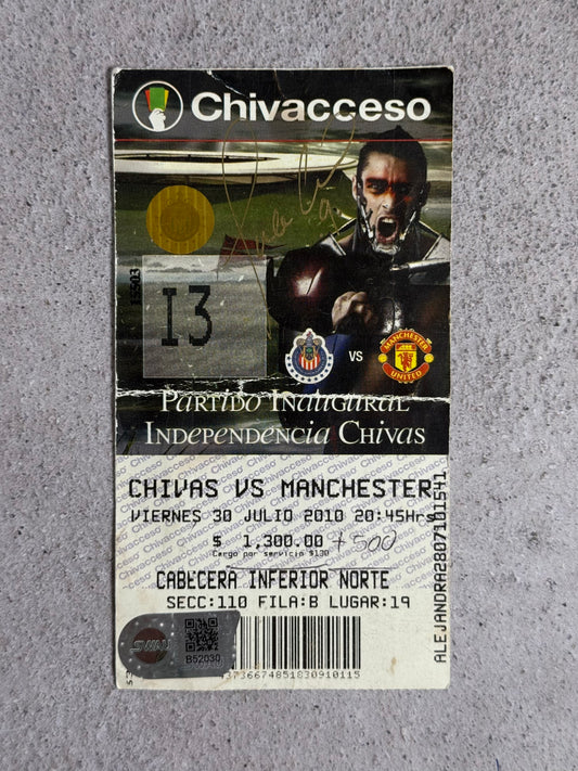 Boleto Inauguración Estadio Omnilife 2010 Chivas vs Manchester United Firmado por Omar Arellano | SWAU